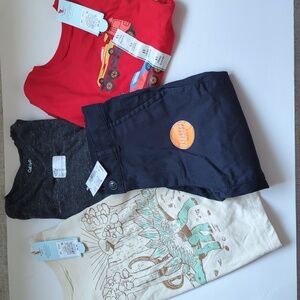 Boys bundle 4 items Two long sleeve shirts 1 short sleeve shirt, 1 Shorts 5 & 6